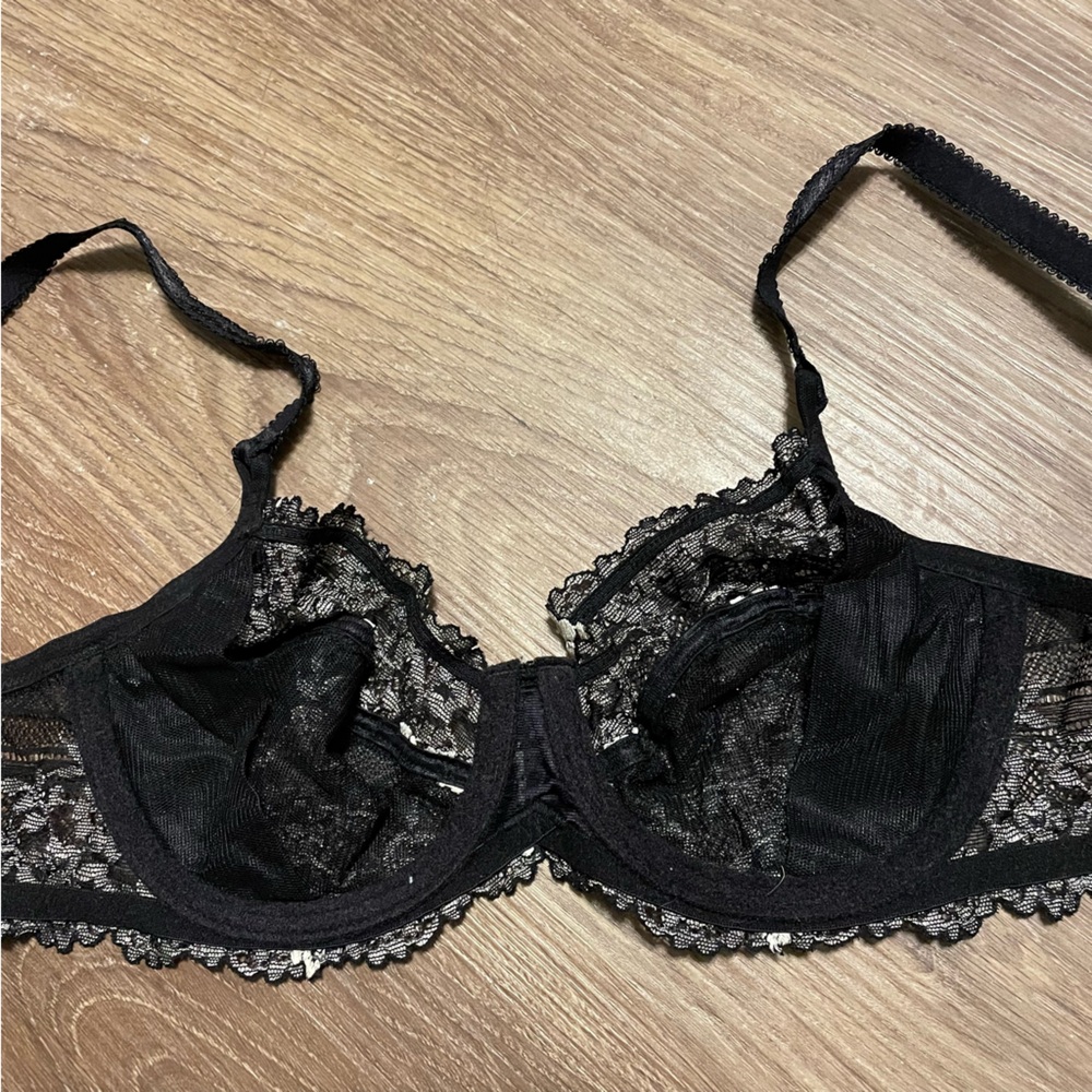 Wacoal lace Black and Cream Floral Bra 36B - Picture 4 of 5